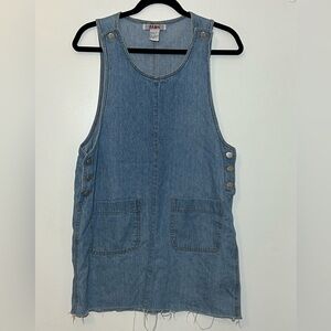 Denim Sleeveless Mini Dress with Pockets